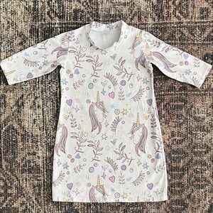 Vi & Jax Unicorn Print Kids Casual Dress - White